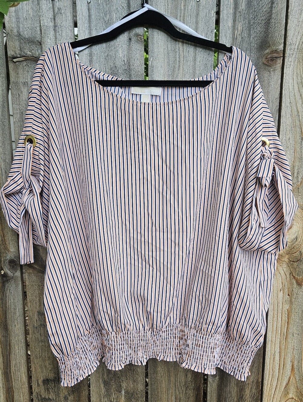 MICHAEL Michael Kors Striped Smocked Hem Blouse 4x